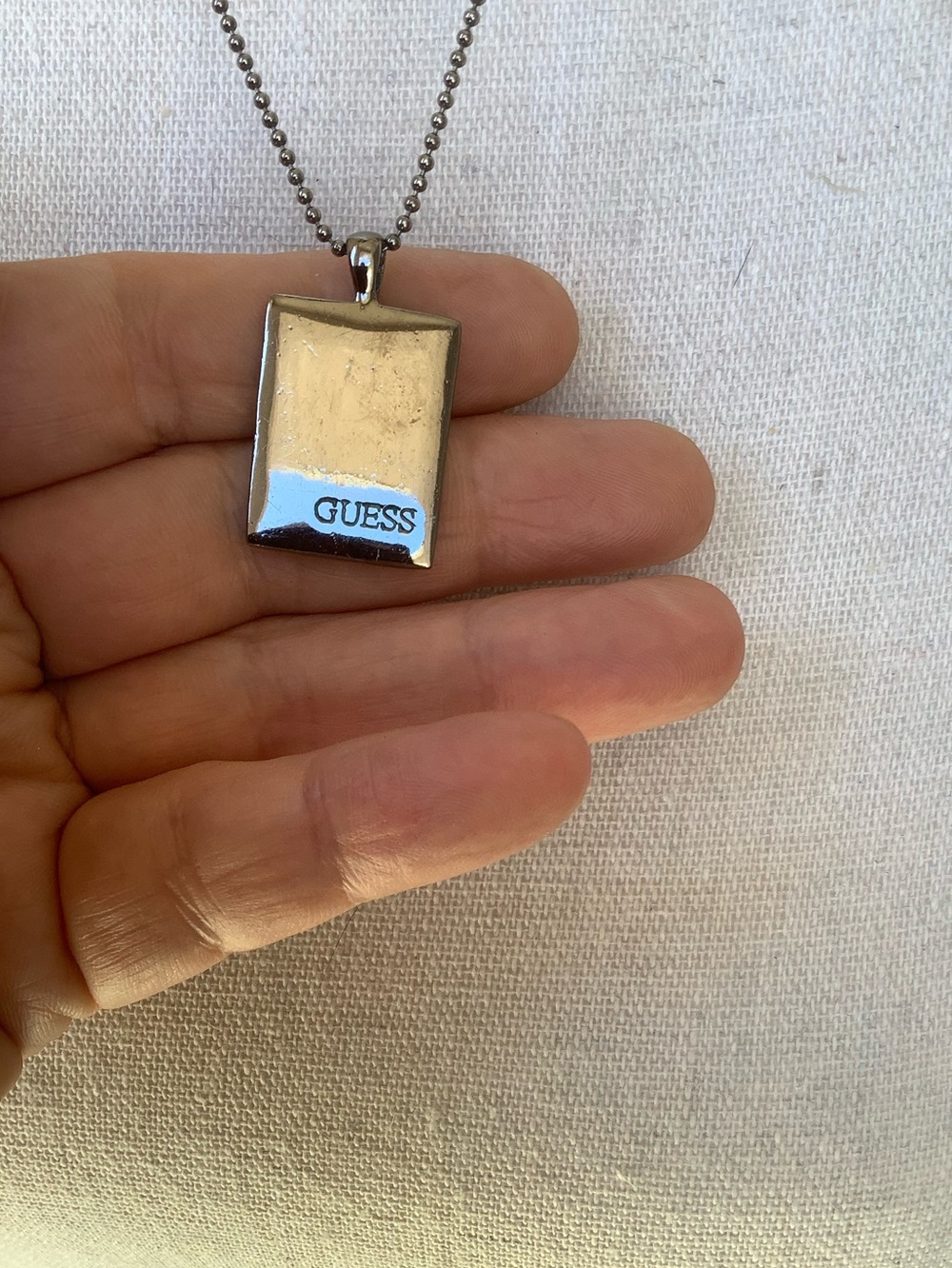 GUESS Blue Gradient Crystal Square Pendant Necklace - Picture 5 of 6